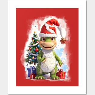 Christmas Dinosaur Xmas Posters and Art